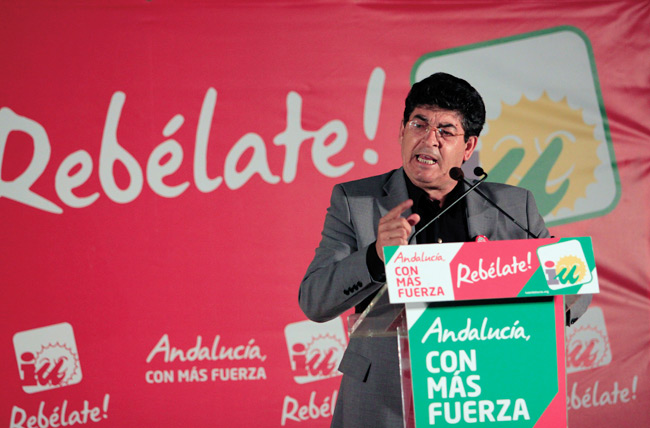 Valderas durante el acto público celebrado por IU en Arriate.