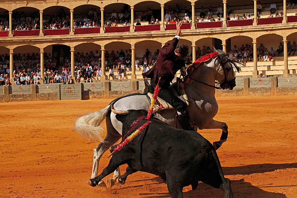 Bohóquez dejando un par de banderillas a una mano.