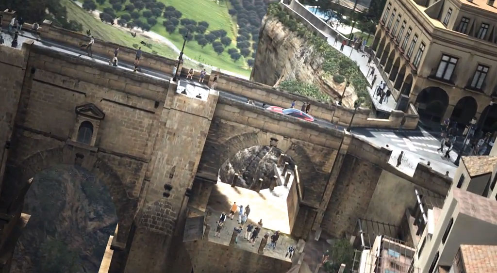 Recreación digital del Puente Nuevo, realizada para el vídeo de presentación de GT6.
