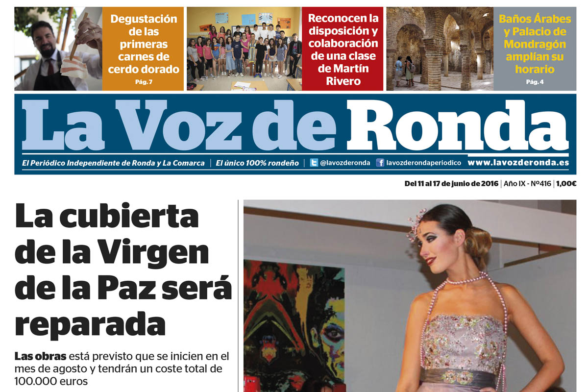 La última portada de La Voz de Ronda publicada el pasado sábado.