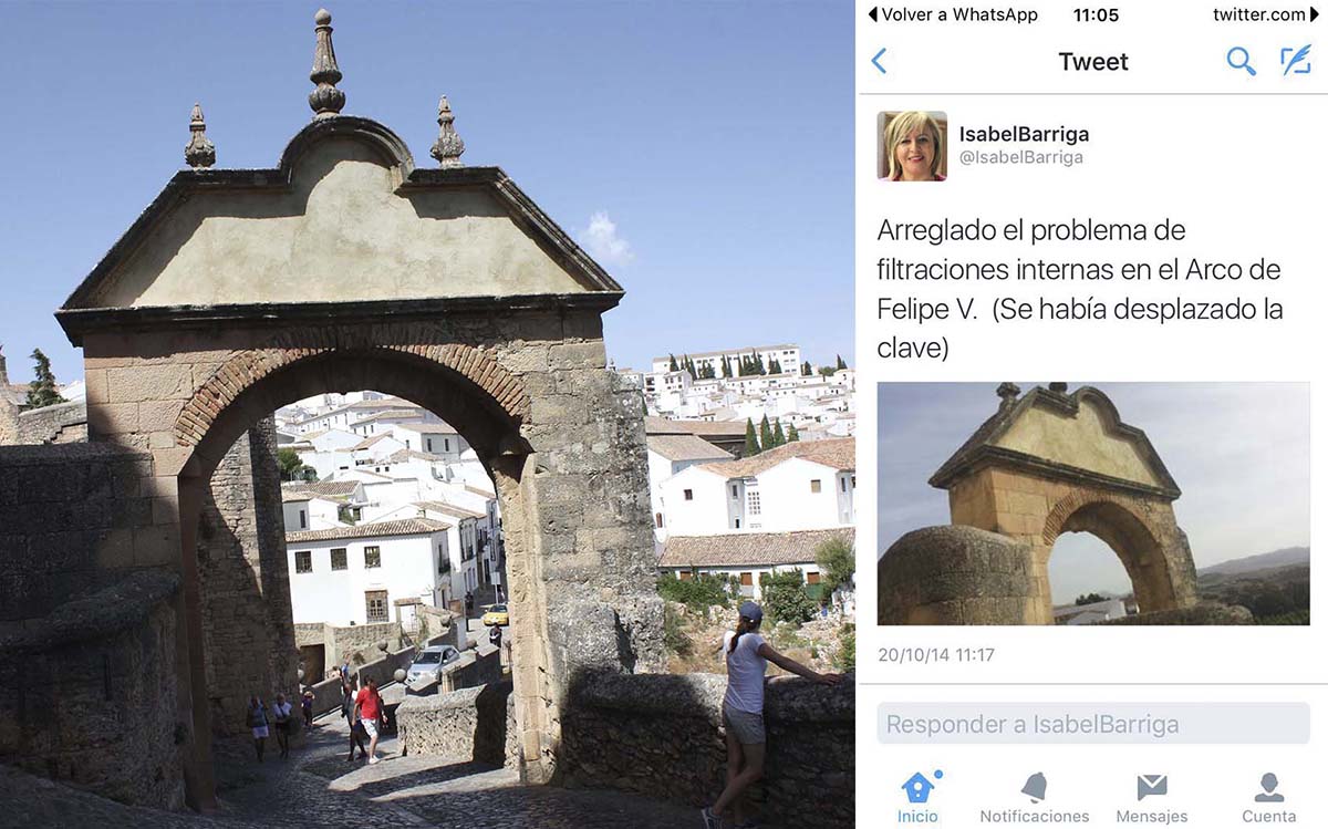 Barriga dio la orden de enlucir con cemento el Arco de Felipe V