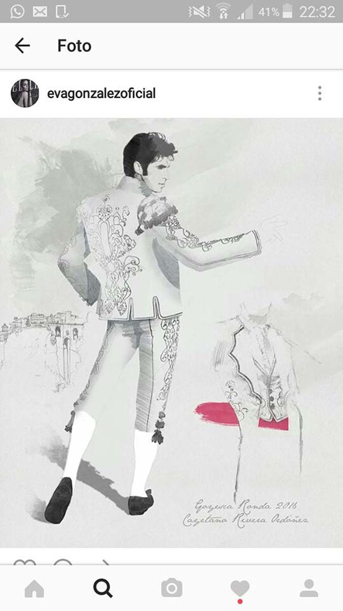 Diseño del traje que lucirá Cayetano en la Goyesca diseñado por Eva González.