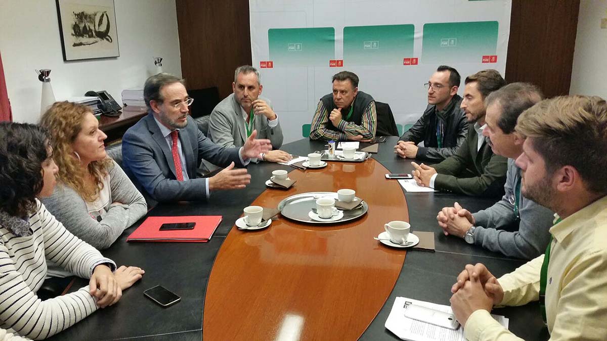 Imagen de la reunión mantenida este miércoles en Sevilla entre el consejero y los alcaldes serranos.