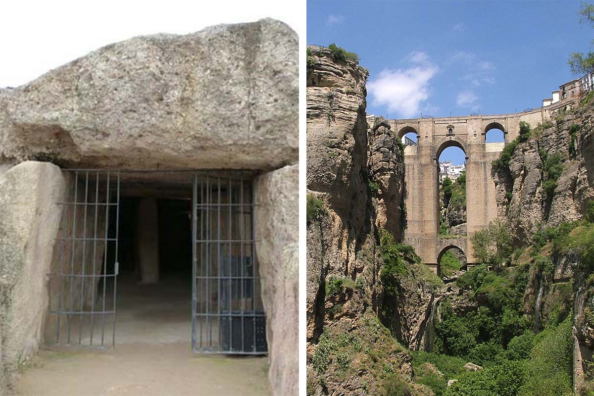Imágenes de los Dólmenes de Antequera y del Tajo de Ronda.
