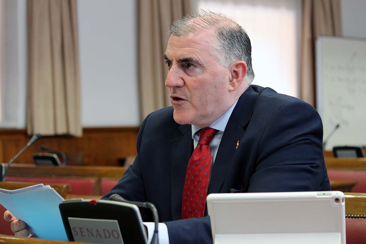 El senador del PP, Manuel Marmolejo, en la comisión de Medio Ambiente del Senado.