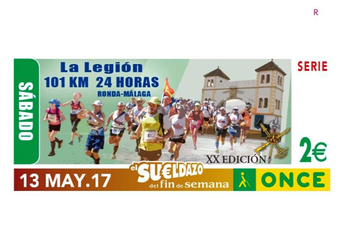 Imagen del cupón dedicado a los 101 kilómetros facilitada por el servicio de Prensa de la Legión.