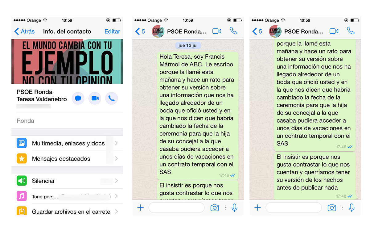 Valdenebro podría haber mentido ante la prensa: mensajes de WhatsApp enviados por el periodista de ABC apuntan a que conocía la presunta falsedad documental desde el 13 de julio