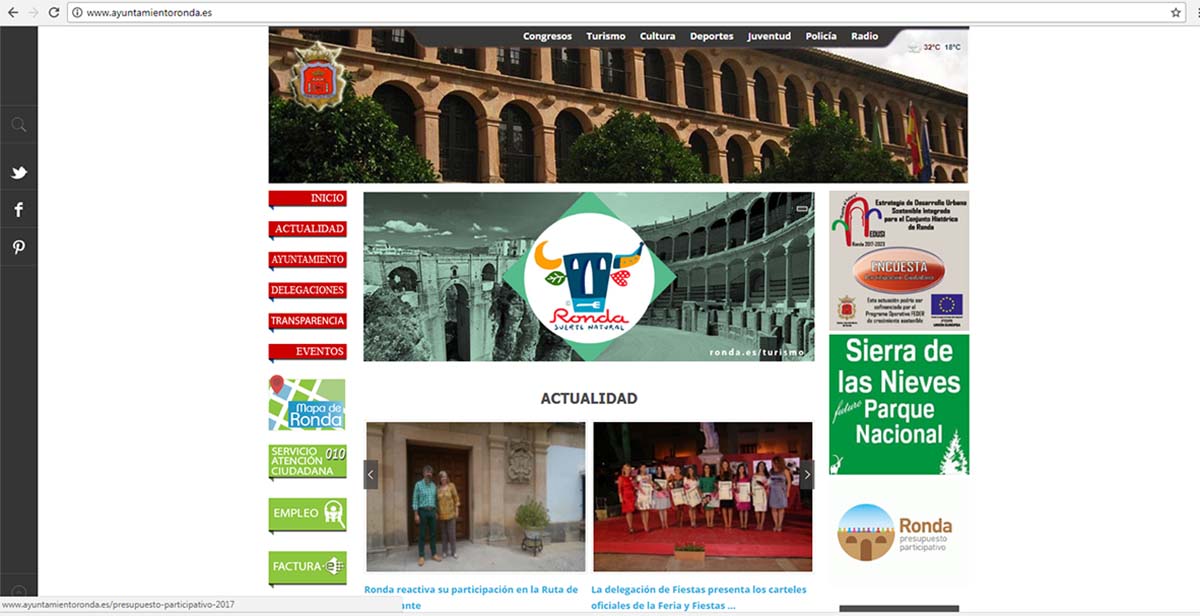 La pagina oficial del Ayuntamiento, a pesar de la polémica generada, omite la información sobre la dimisión de un concejal del Tripartito