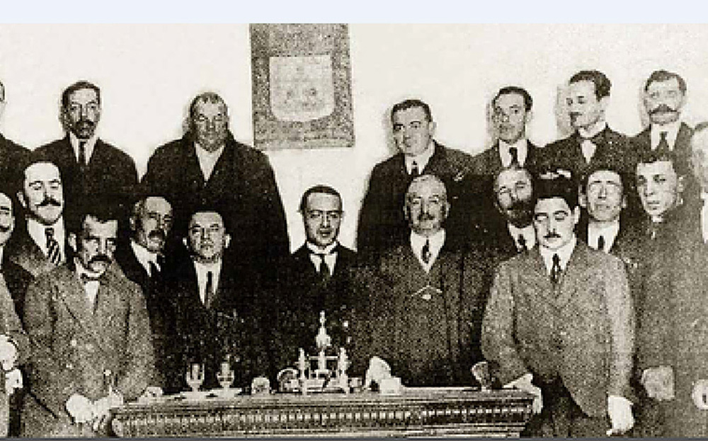 Blas Infante y otros congresistas en la Asamblea Georgista de Ronda (1918).