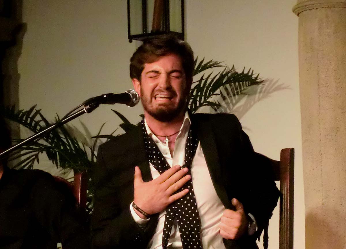 Sebastián Vilches, ganador del concurso, en un momento de su actuación en la Peña de Ronda.