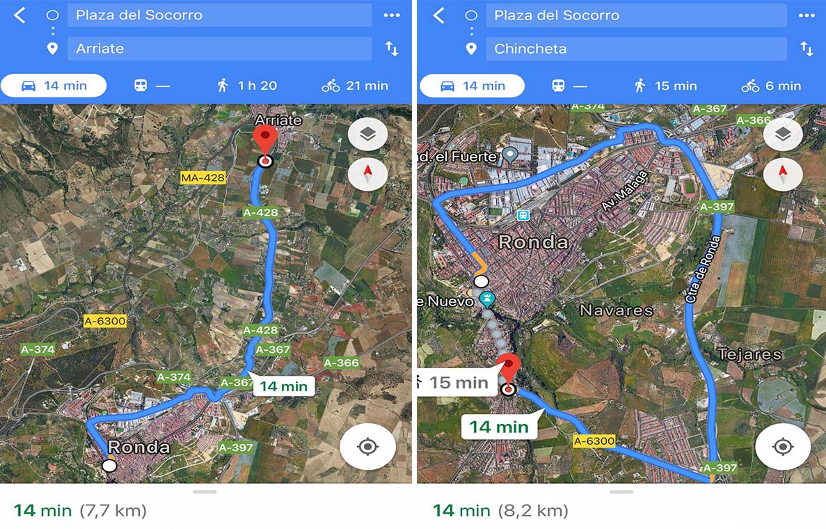 Cualquier persona con un móvil u ordenador puede comprobar las distancias a recorrer en Google Maps.