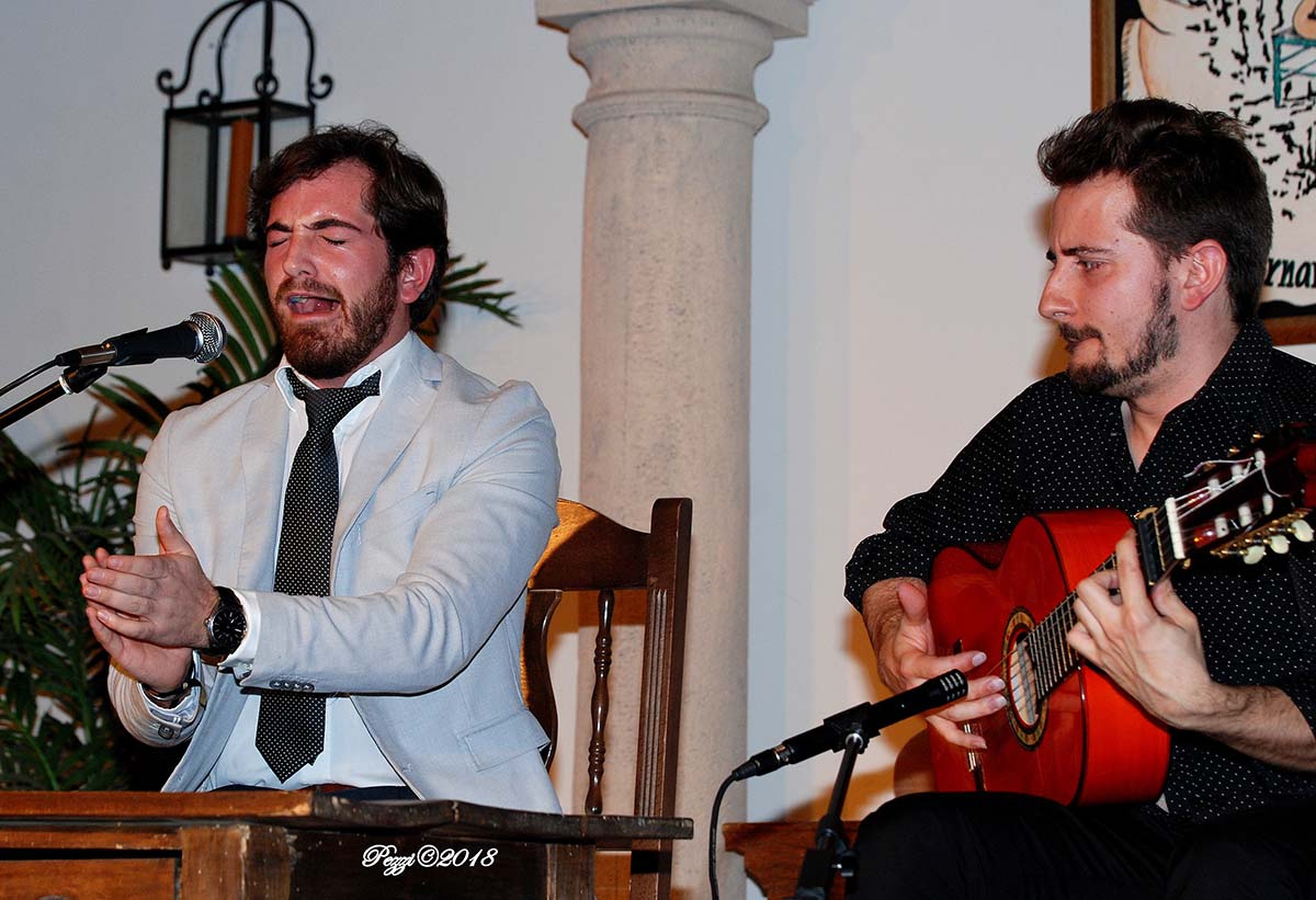 Sebastián Vilches en un momento de su actuación en la peña rondeña. Foto Pezzi.