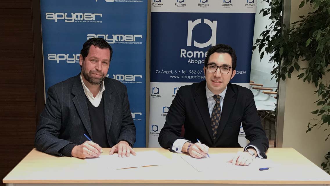 Apymer y Romero Abogados firman un convenio de colaboración y asesoramiento jurídico integral para empresarios y comerciantes rondeños