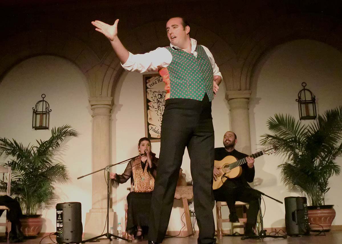 Un momento de la actuación del bailaor rondeño Miguel Lorca en la peña flamenca.