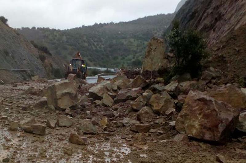 Las rocas han ocupado la totalidad de la vía y han cortado el tráfico en ambos sentidos.
