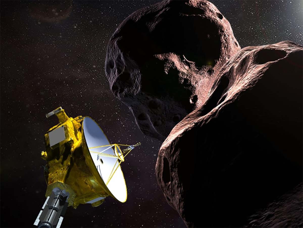 Representación artística de la sonda espacial New Horizons en su encuentro con Ultima Thule. (NASA).