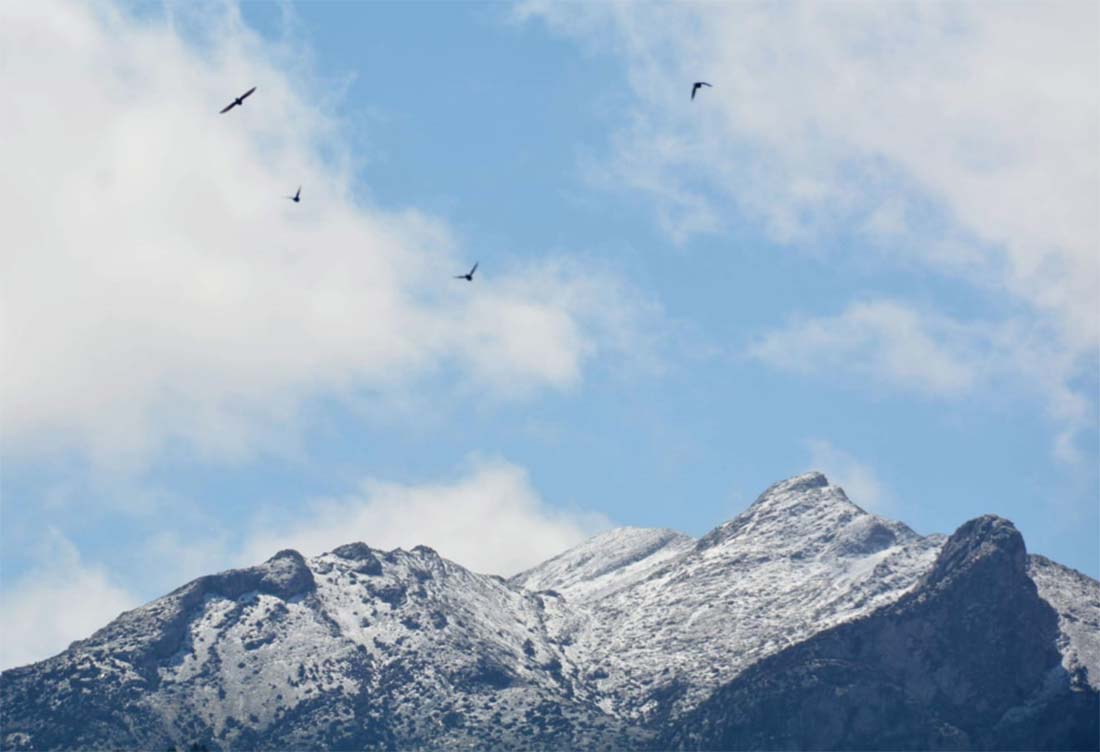 Las lluvias de este viernes y el descenso de temperaturas hacen que se cubran de nieve algunos picos de la Serranía