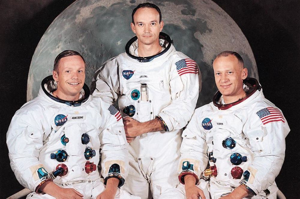 Los tres astronautas del Apolo 11, de izquierda a derecha, Armstrong, Collins y Aldrin.