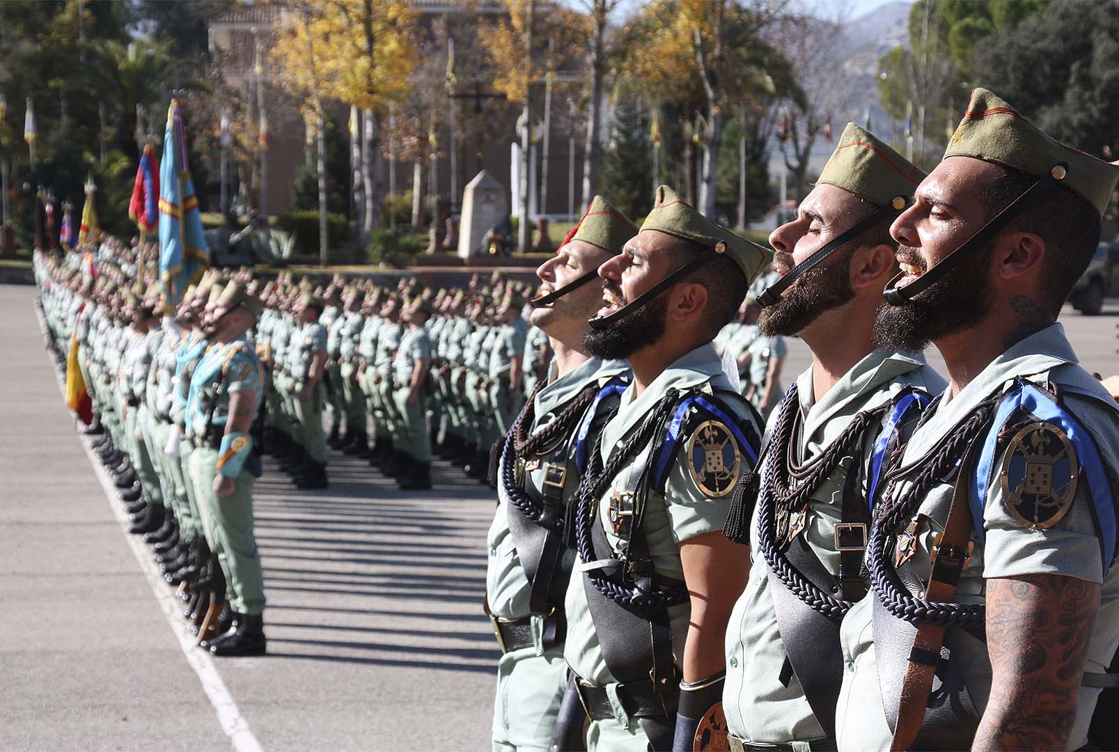 Formación militar de la Legión en el acuartelamiento de Montejaque.