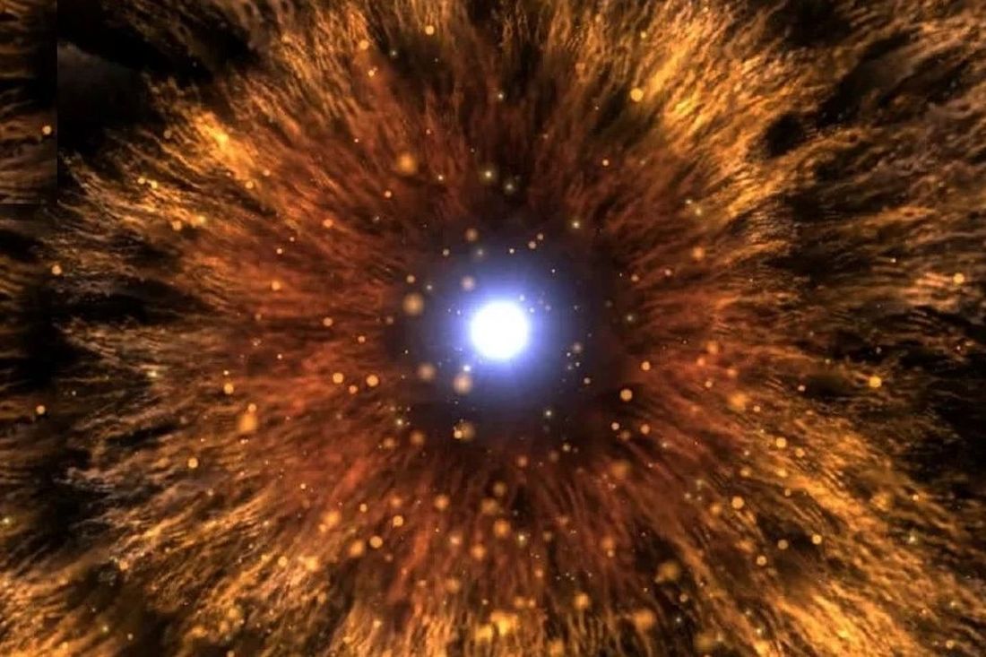 Imagen artística de lo que podría ser la explosión supernova de la estralla Betelgeuse.