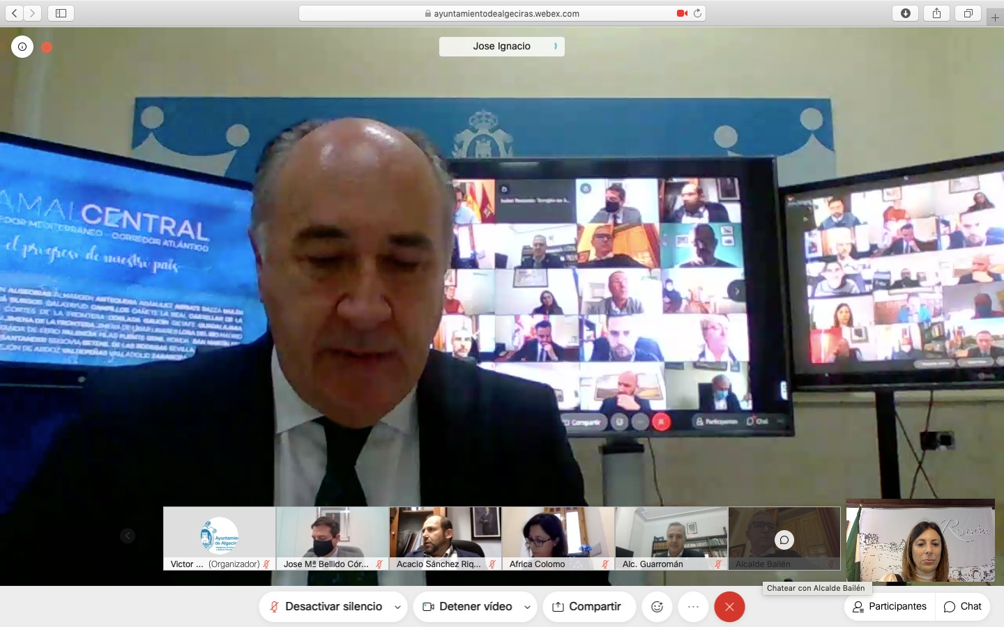 Un momento de la videoconferencia en el que ha participado la alcaldesa de Ronda.
