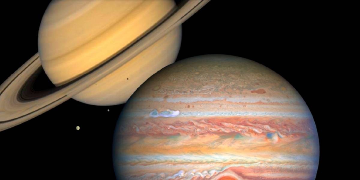 Júpiter y Saturno, los planetas gigantes gaseosos del Sistema Solar.