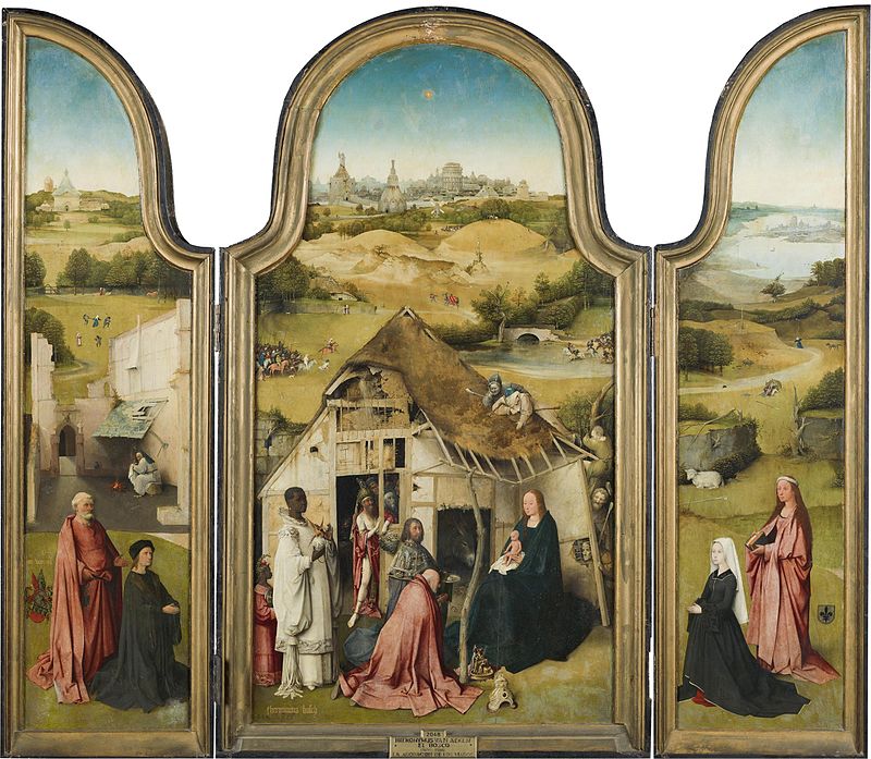 La Adoración de los Reyes Magos en una obra de El Bosco. (1494, óleo sobre tabla).