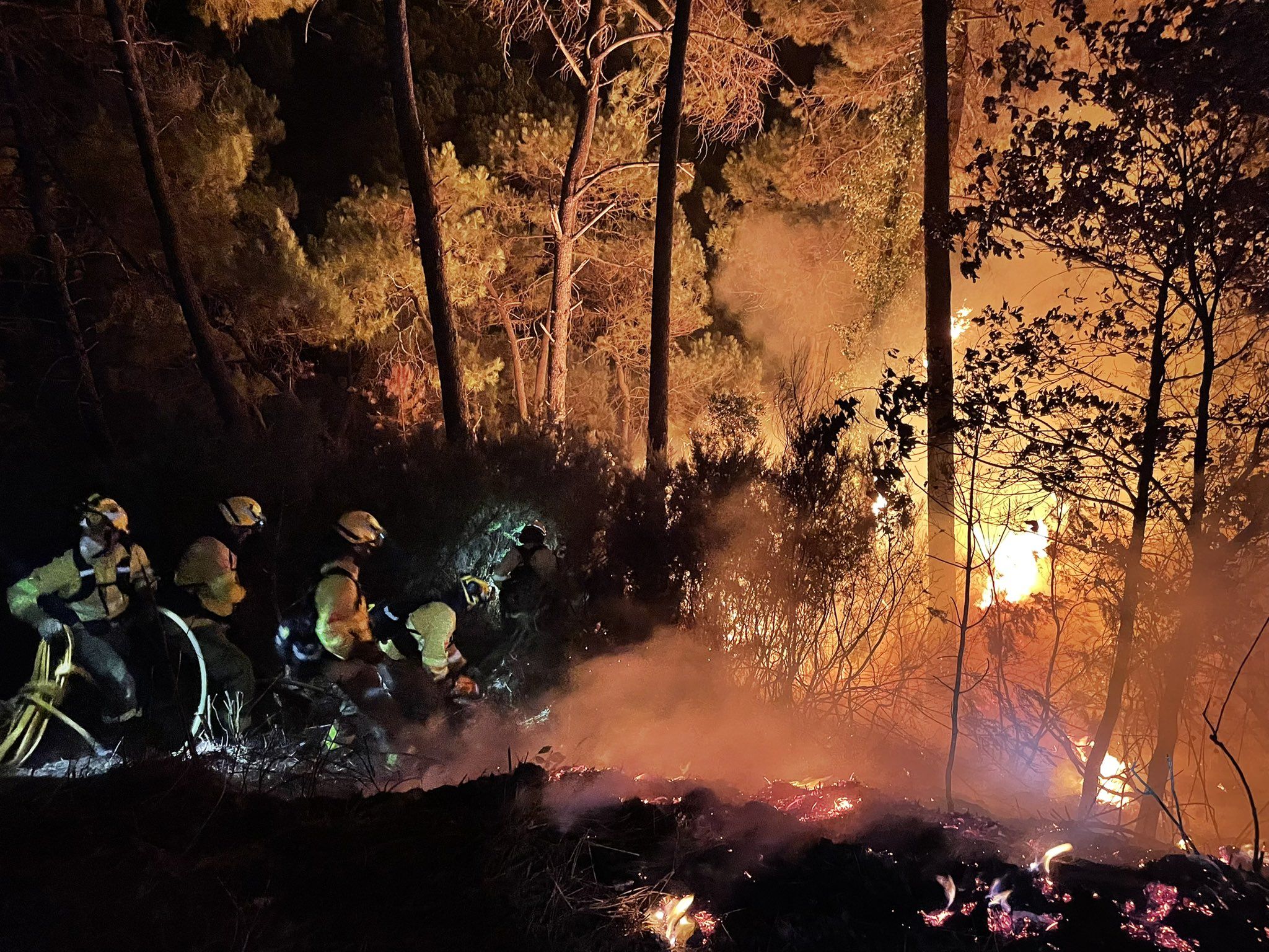 Los bomberos forestales han estado trabajando durante toda la noche.