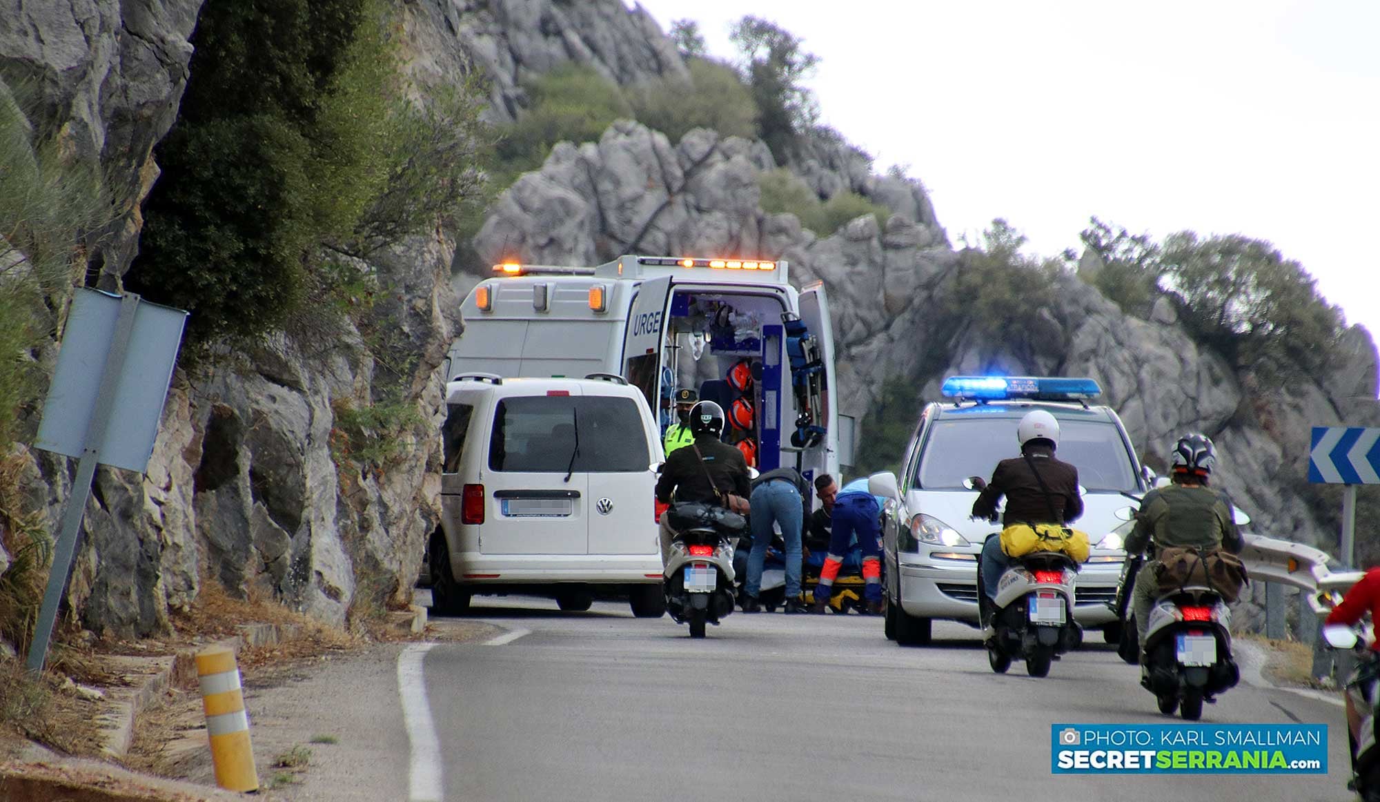 Un hombre resulta herido tras colisionar dos motos de gran cilindrada en la carretera MA-8401 Jimera de Líbar-Benaoján