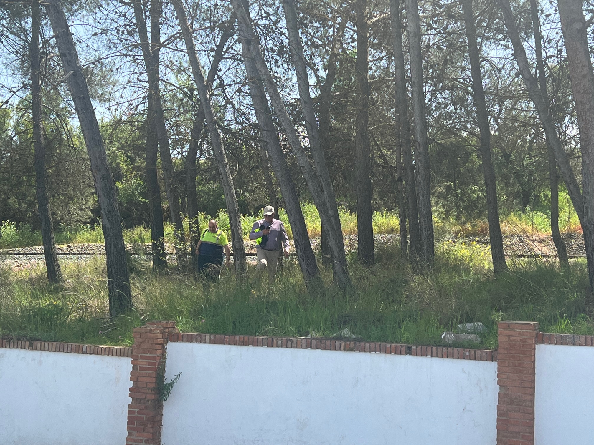 Operarios de Adif revisan el tramo de la vía donde se ha producido el suceso.