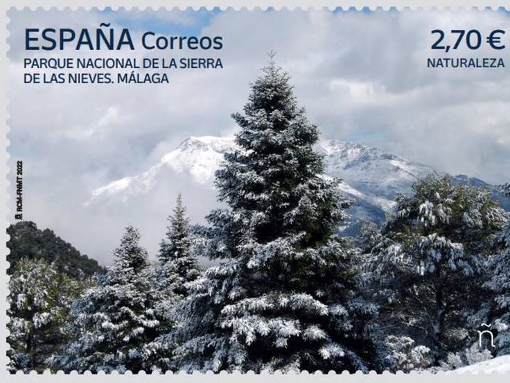 Imagen del sello de la Sierra de las Nieves que le ha dedicado Correos.