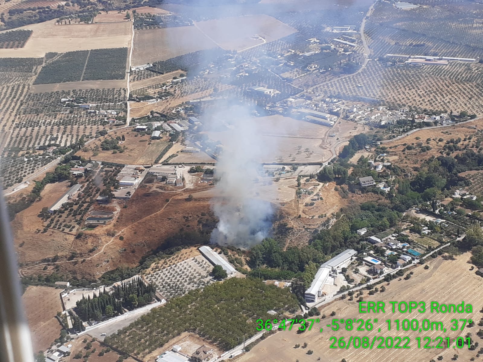 Imagen del incendio declarado en el arroyo de La Ventilla.