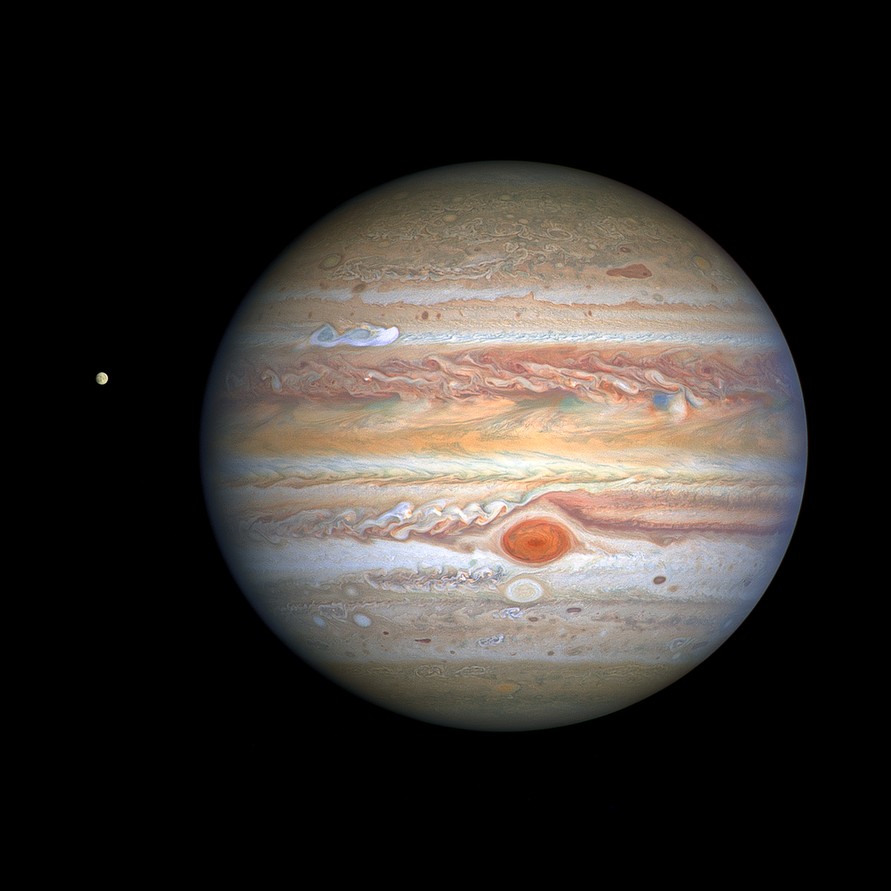 Júpiter, el mayor planeta del Sistema Solar y su luna Europa. (NASA-ESA).