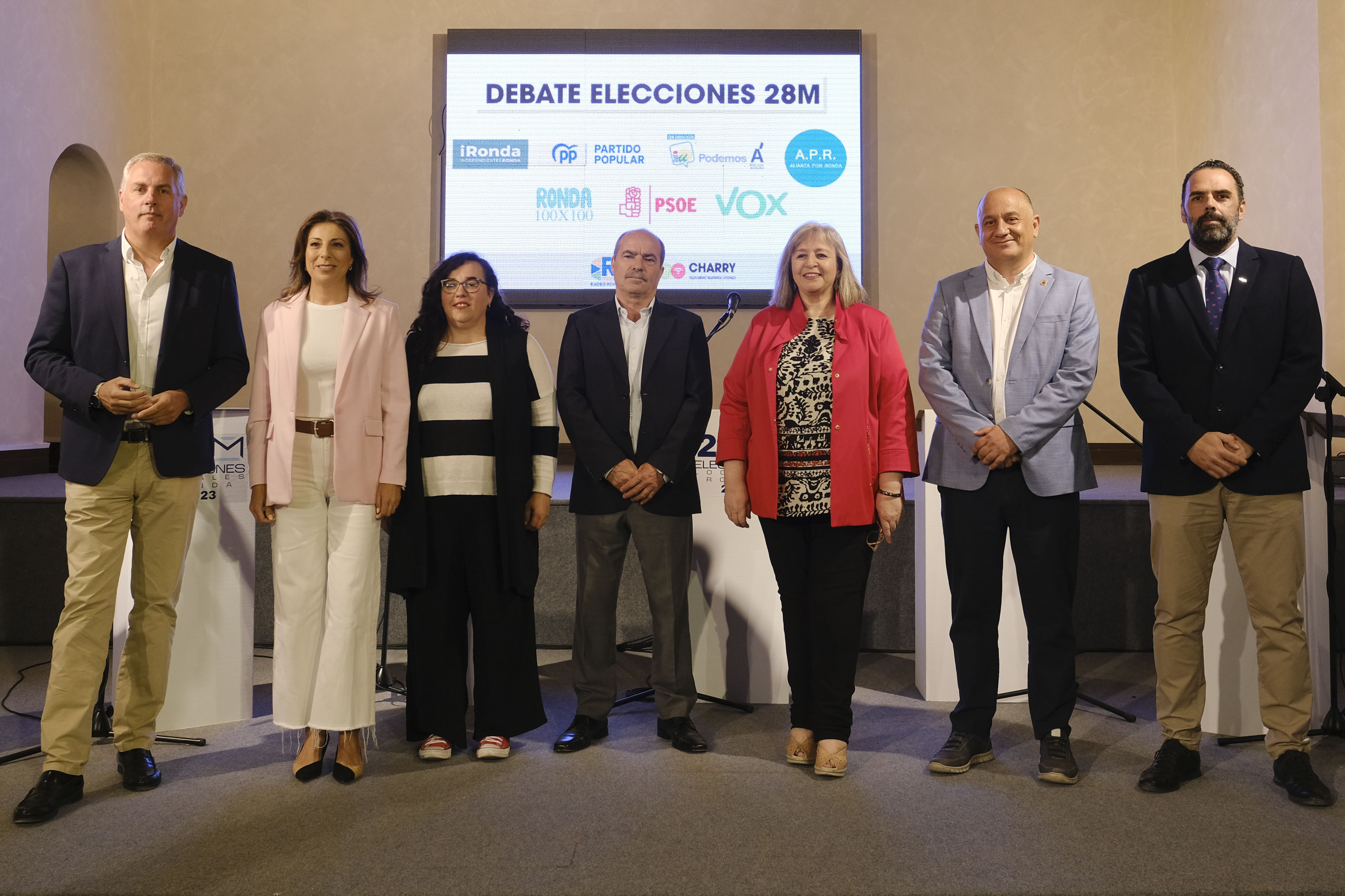 Los siete candidatos para el 28M, en el debate de Radio Ronda y Canal Charry TV.