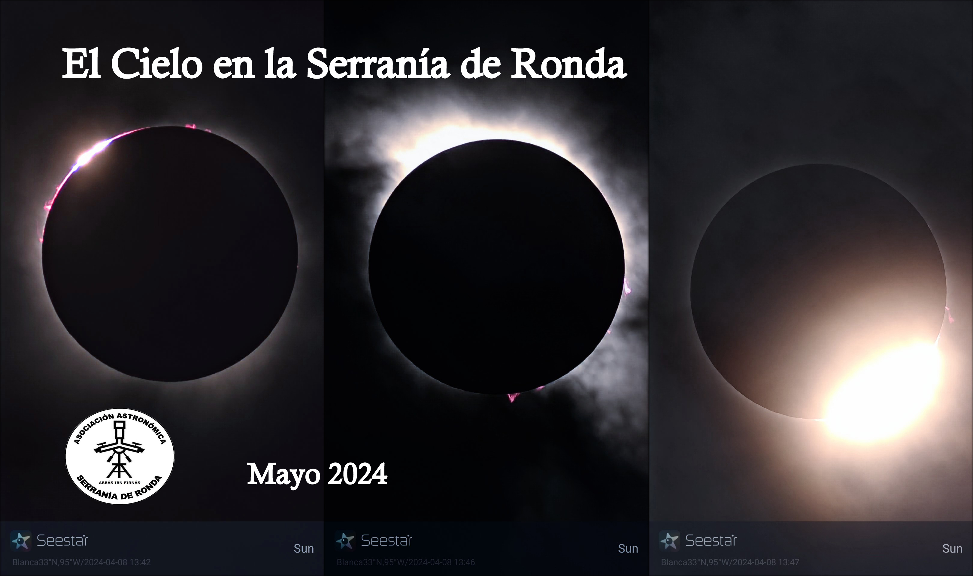 Imagen del eclipse total de Sol, el 8 abril 2024. Foto Blanca Troughton Luque.