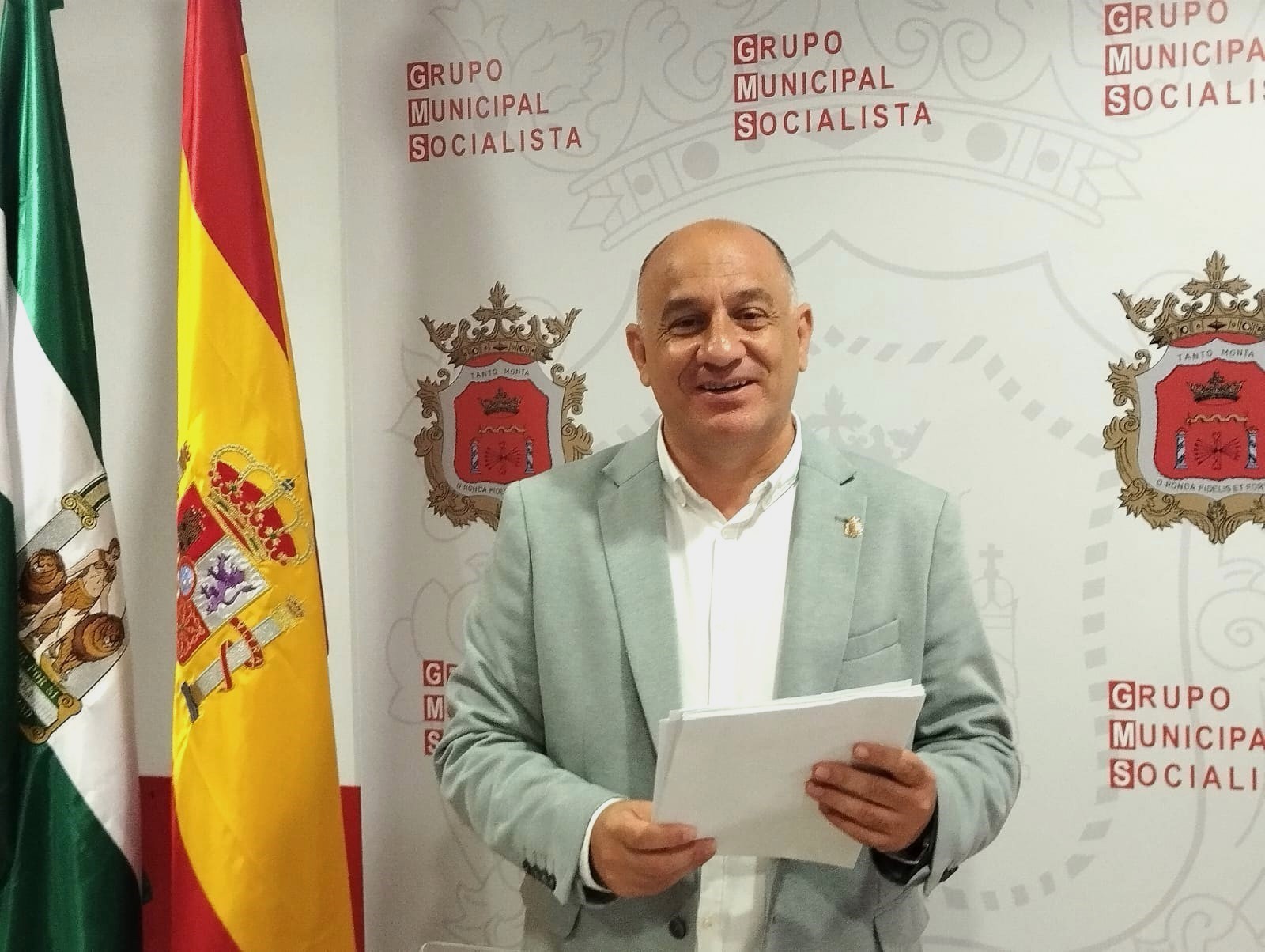 Francisco Cañestro, hoy en la rueda de prensa ofrecida en la Casa del Pueblo. Foto PSOE.