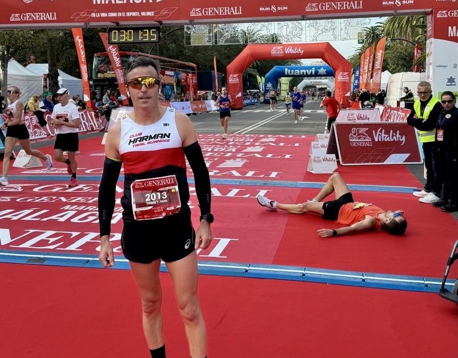 Fran Ruiz tras finalizar el maratón de Málaga.