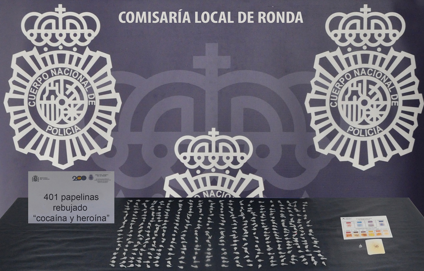 La Policía Nacional detiene en Ronda a una pareja que portaba 401 papelinas de droga