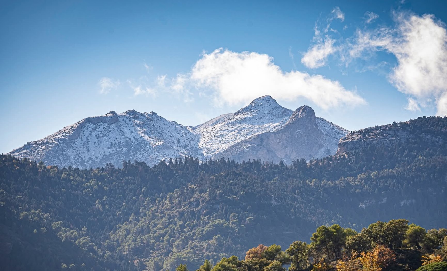 Los picos más altos del Parque Nacional Sierra de las Nieves se cumbren con un manto blanco