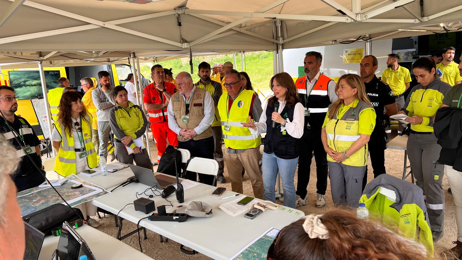 La Junta pone a prueba sus recursos de emergencia con un simulacro de incendio forestal en Gaucín