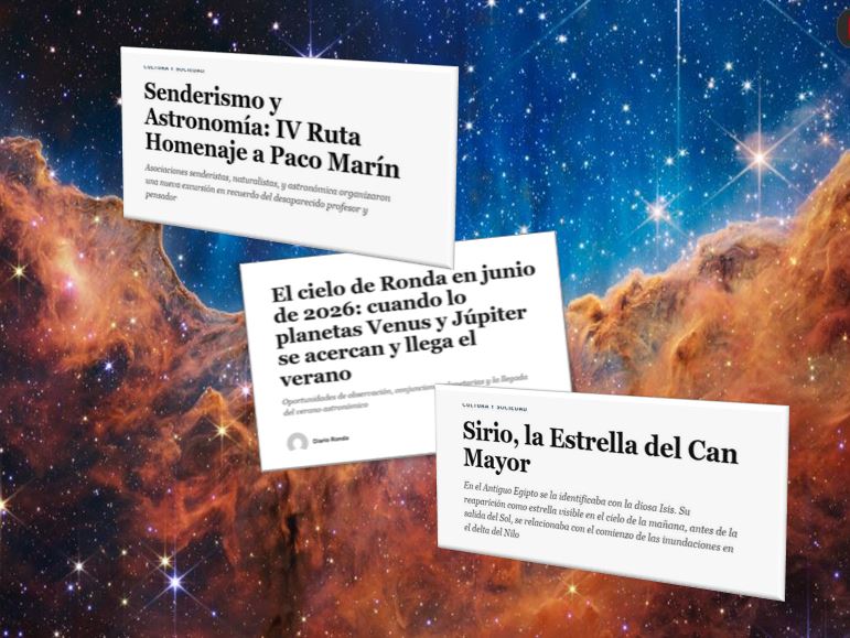Artículos publicados en Diario Ronda sobre la astronomía. Foto: Antonio R. Acedo del Olmo Ordóñez.