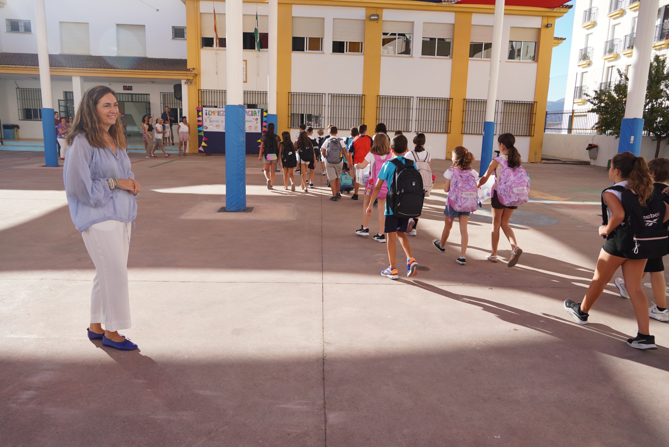 Durán, este jueves, en el colegio Martín Pinzón.