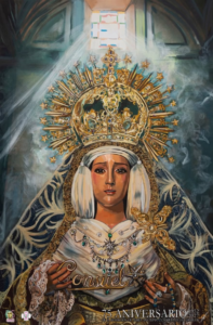 Cartel anunciador del LXXV aniversario de la bendición de la Virgen.