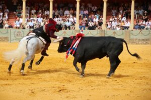 Una de las filigranas que dejó el rejoneador durante la mañana.