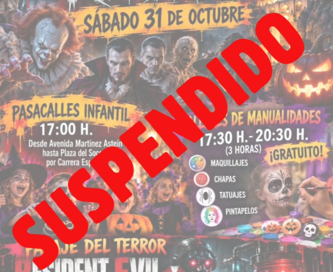 Cartel anunciador de la suspensión del programa.